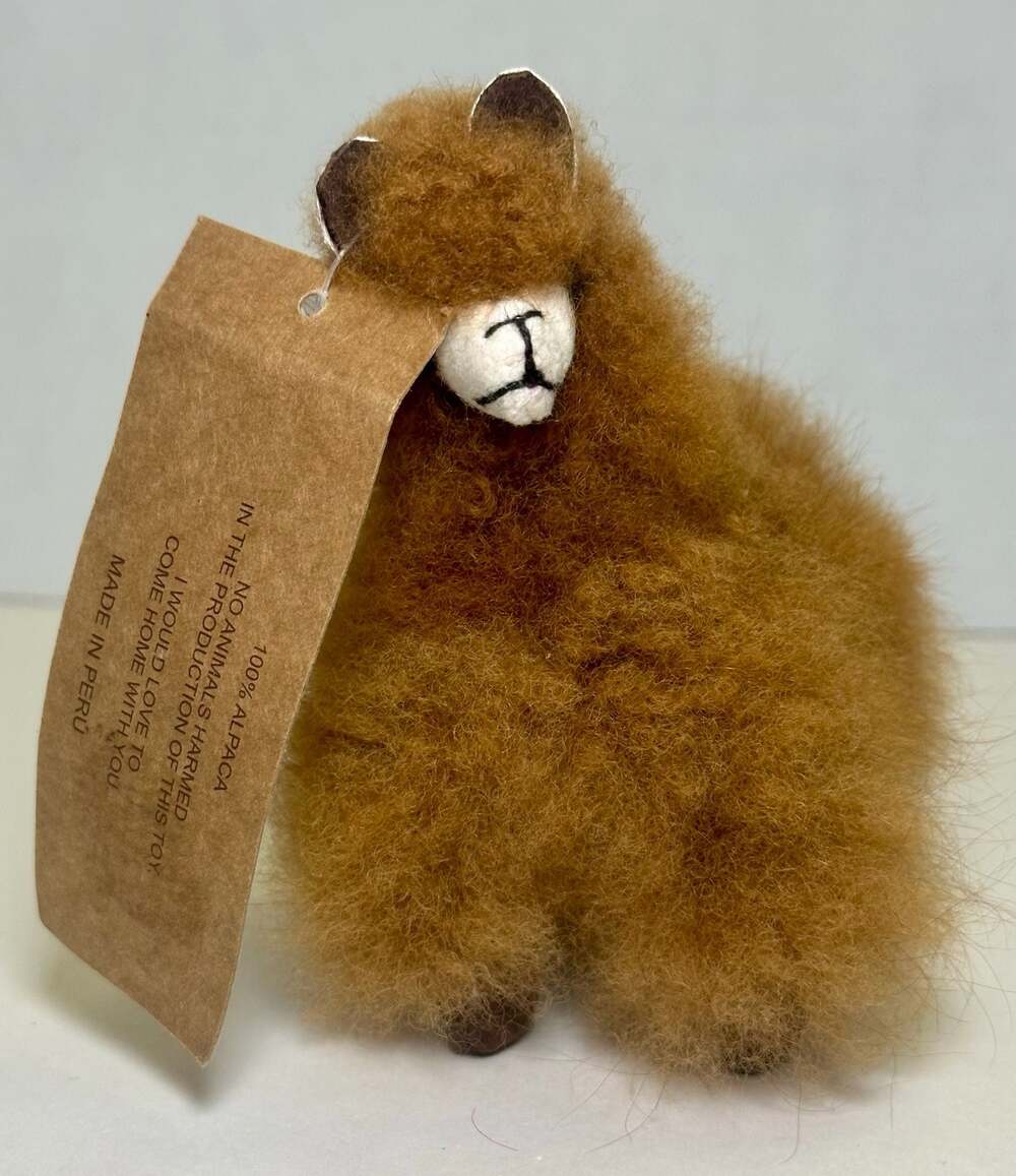 Alpaca Life Collection 100% Baby Alpaca Fur Handmade Plush Llama Toy Brown